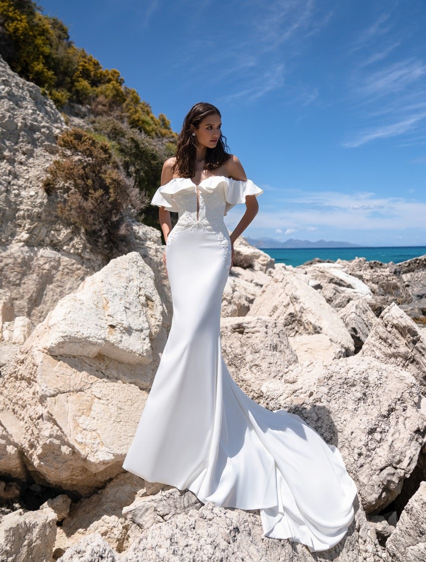BELINA — Off-Shoulder Mermaid bridal gown, front view