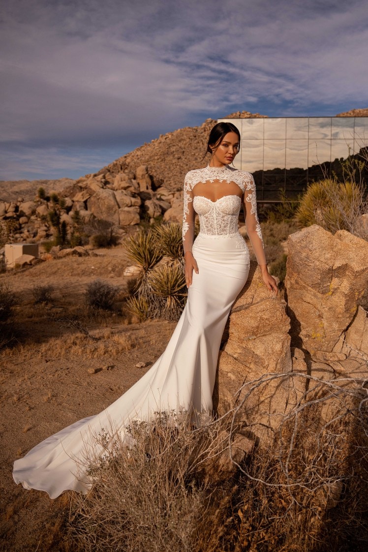 JEAN — Lace Illusion Mermaid bridal gown, front view