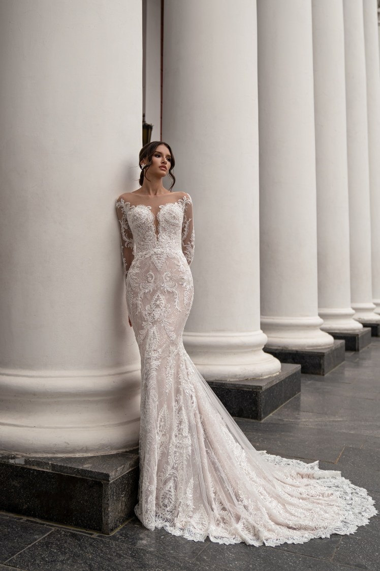 ILONA — Illusion Lace Mermaid bridal gown, front view