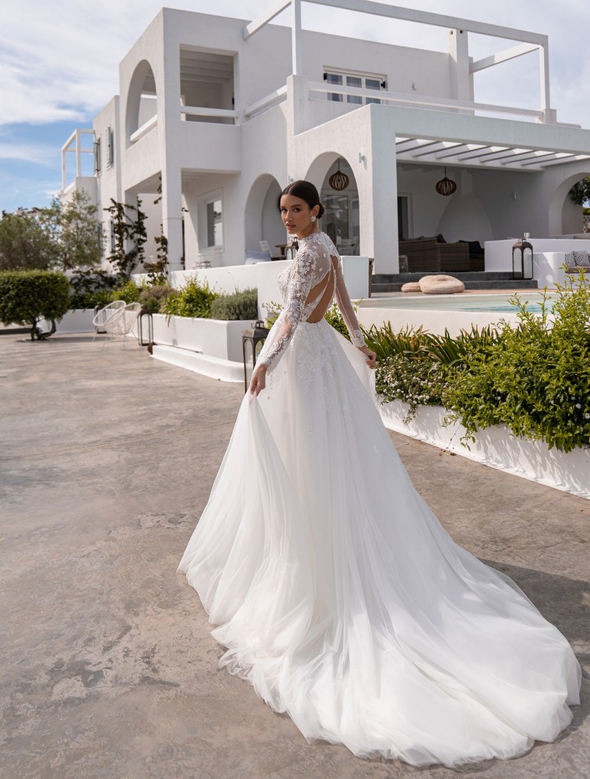 ZALA — Open-Back Floral bridal gown, back view