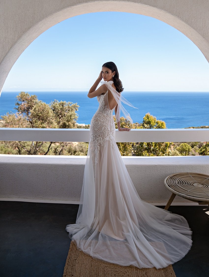 ZELA — Coastal Lace bridal gown, back view