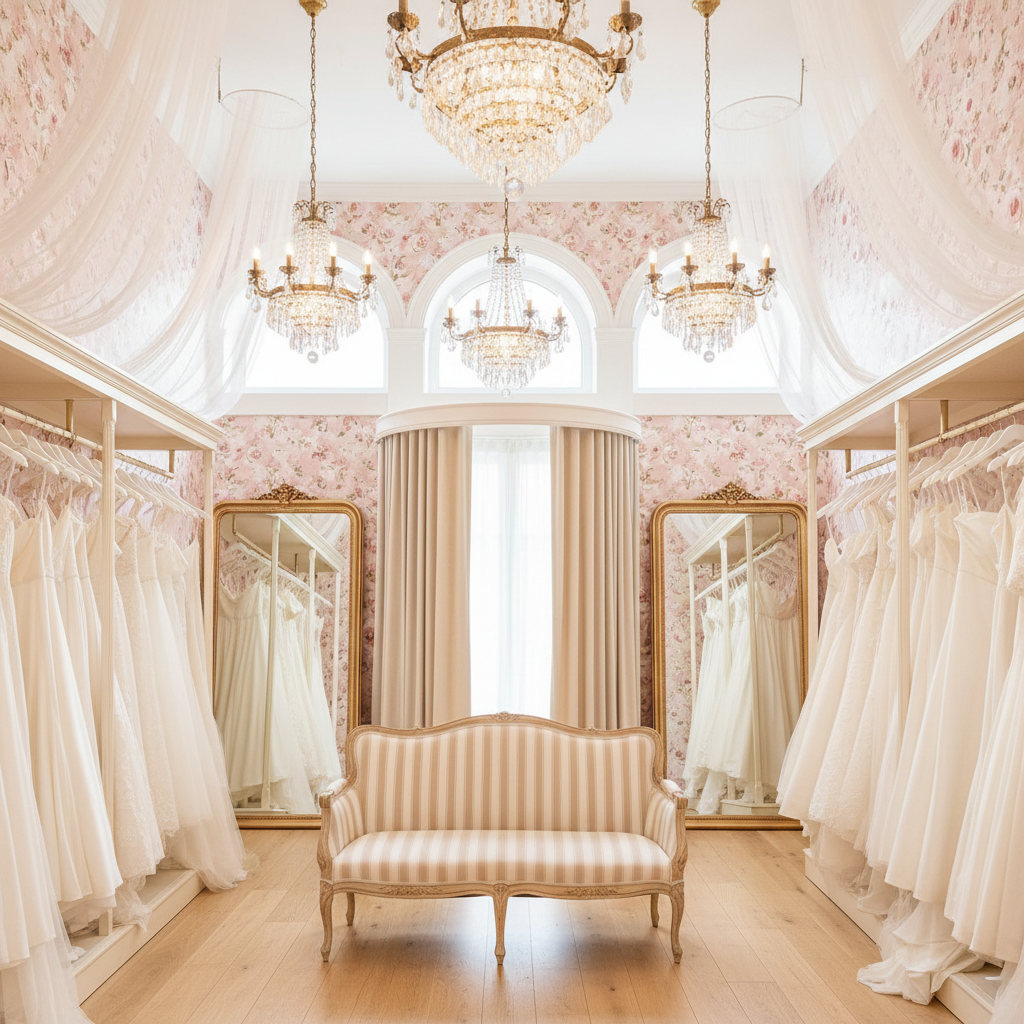 Maison D'Ivoire boutique interior — an elegant fitting room